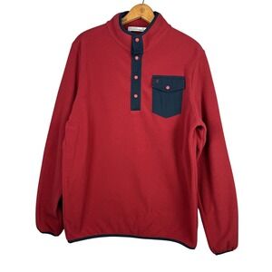 Criquet Mens Fleece Snap Pullover Red Navy Grand Geneva Logo Size M RN132201